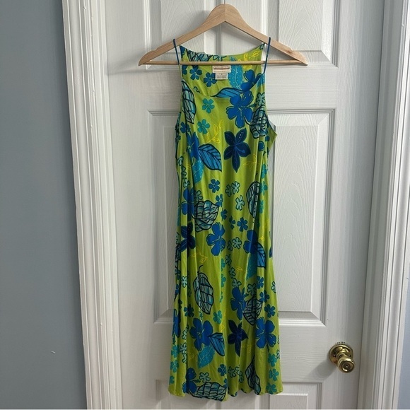 Vintage Dress Mini Summer Floral Green Y2K Casual Beach Shift Dopamine 0 Small - Picture 3 of 6